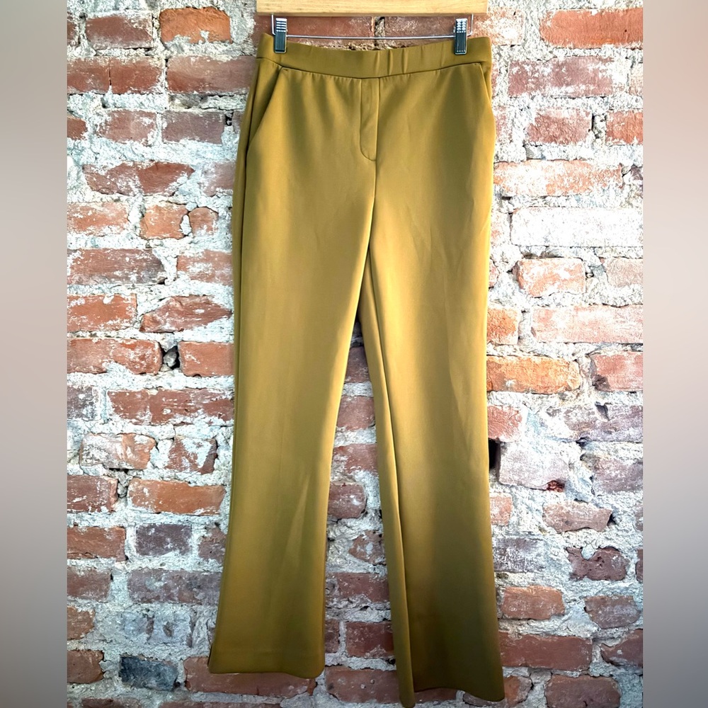 express supersoft double knit ankle high rise trousers yellow
